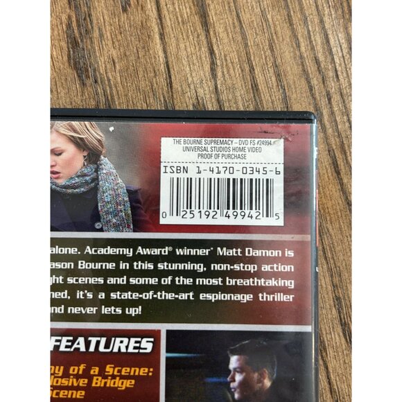 The Bourne Supremacy Fullscreen DVD 2004 Action Movie Matt Damon Pre-Owned - Picture 3 of 4